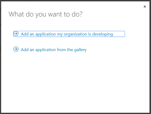 Menu to create Azure AD